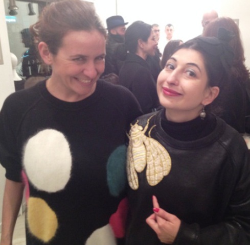 Gentucca Bini  & me, myself & I wearing the sweatshirts she made 